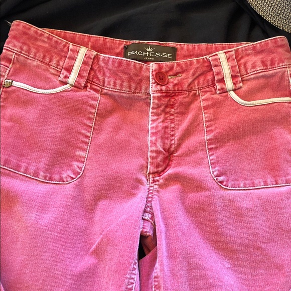 Vibrant pink Flare velvet Jeans for Women - Picture 9 of 12